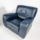 Set of 2 Italian Blue Leather Fatboy Armchairs by Molinari, 1980s