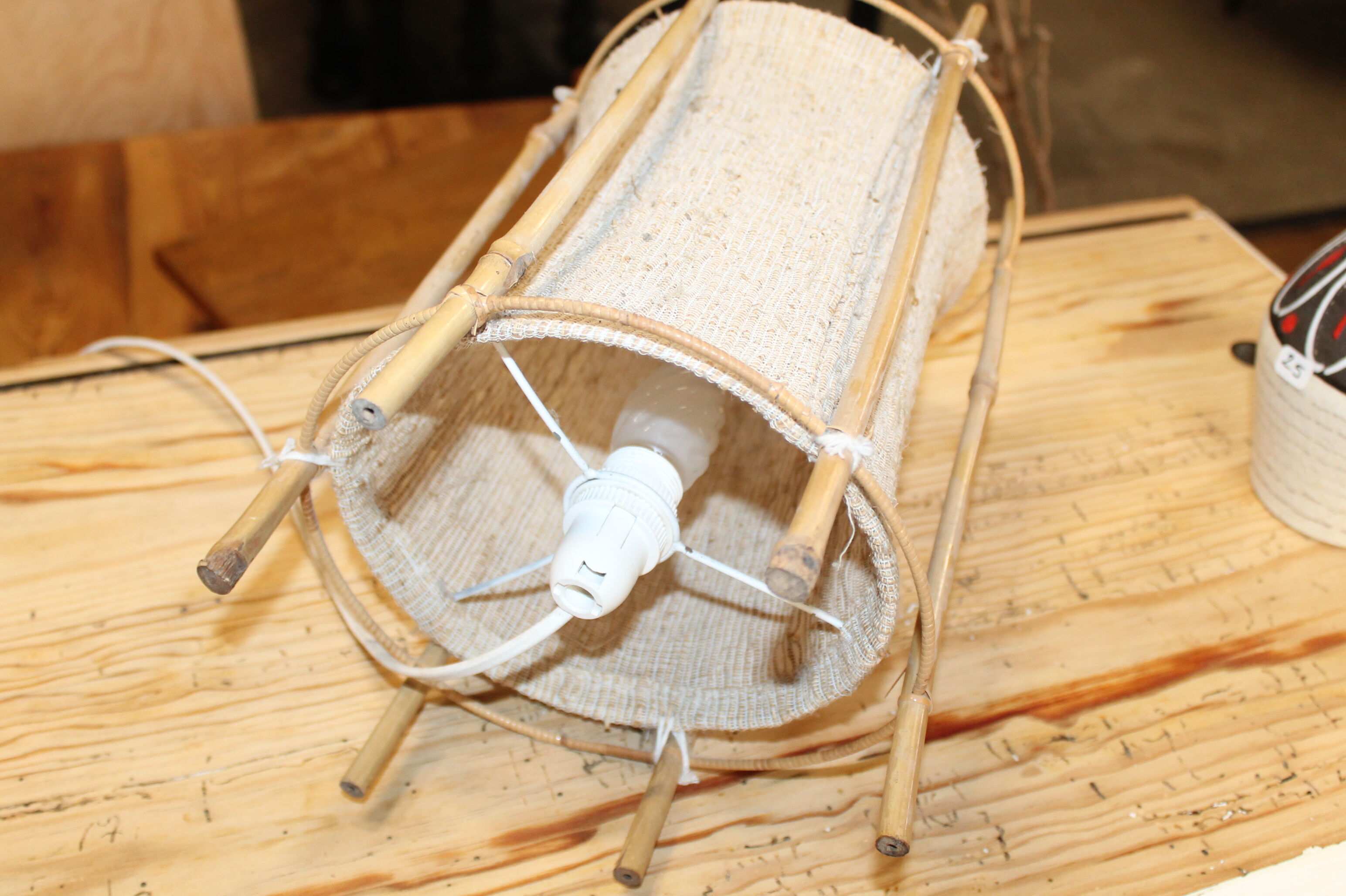 Bamboo and canvas lamp