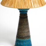 1960s Rimini Blue ceramic table lamp by Aldo Londi for Bitossi Italy