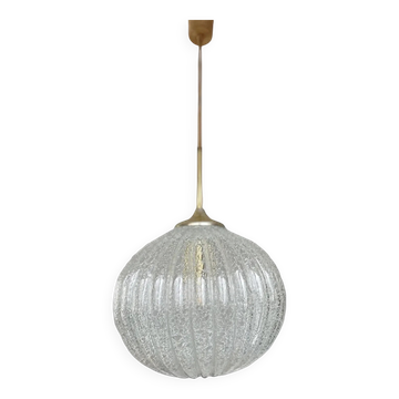 Suspension Vintage Allemande DORIA en Verre Craquelé 1960s