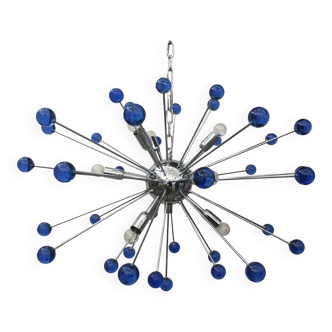 Blue “star” murano glass oval sputnik chandelier