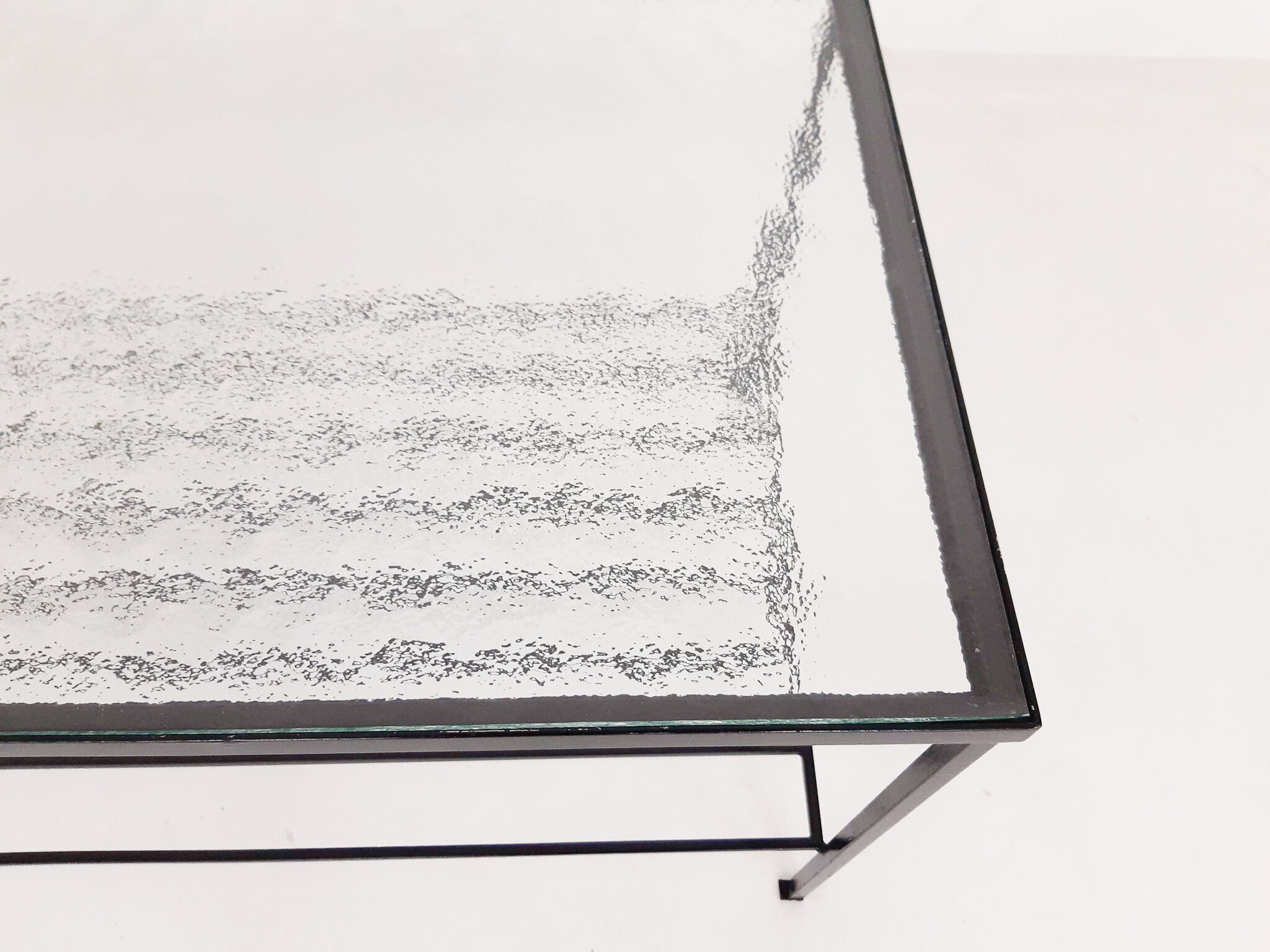 Mid-century modern minimalistic metal and glass coffee table