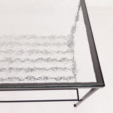 Mid-century modern minimalistic metal and glass coffee table