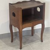 Side bedside table in natural wood with discreet side drawer