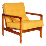 Paire de fauteuils scandinaves vintage en curry jaune rembourrage fauteuil coussin salon ambre