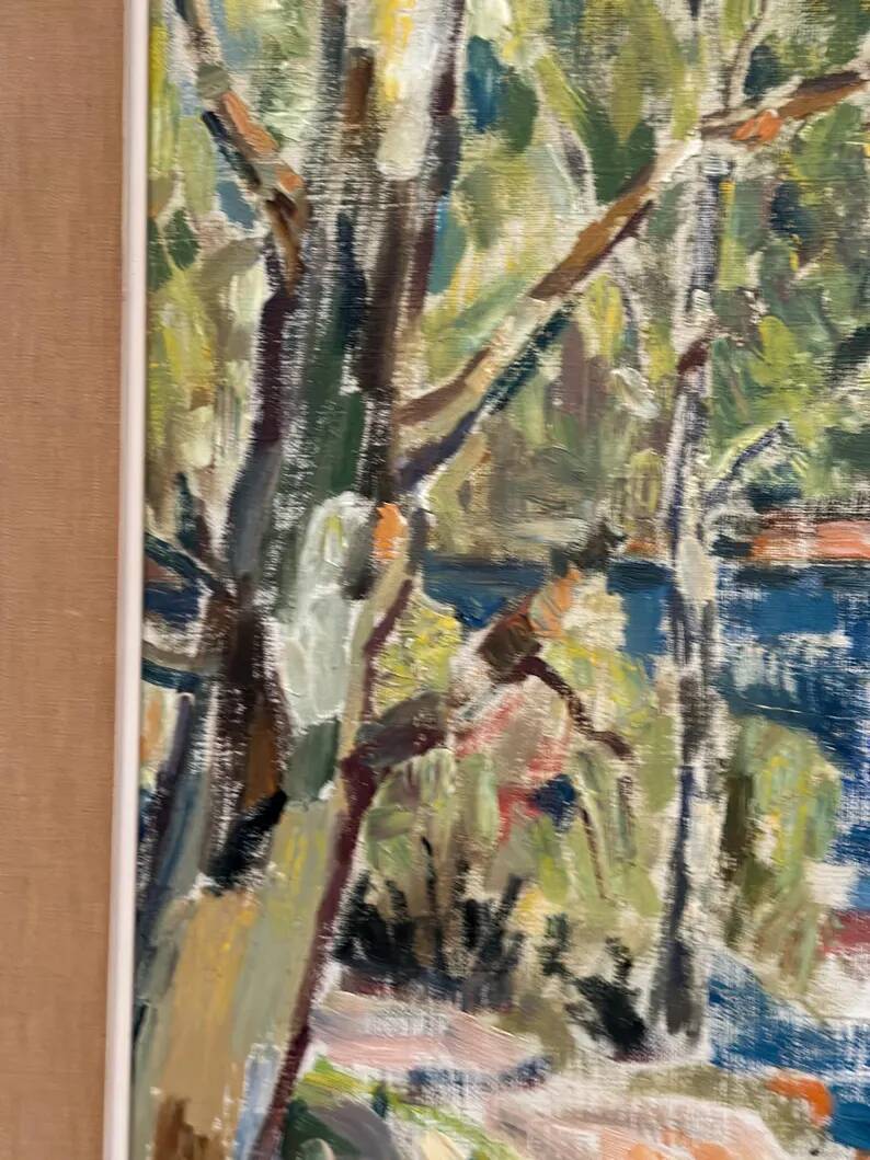 Original Swedish Oil on Canvas - "Natural Landscape" - Signed - Vintage and Framed - 68 × 56 cm