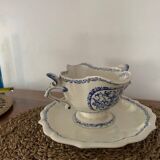 Gien earthenware gravy boat, Rouen decor