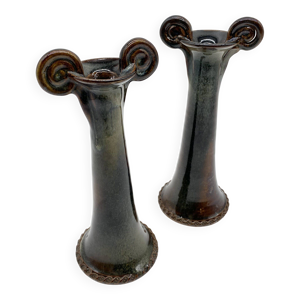 paire de bougeoirs céramique - 1960s