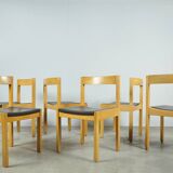 Vintage oak DUTCH DESIGN dining chairs in modern minimalist style, 1960s