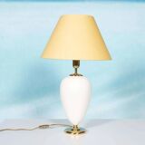 Lampe de chevet bohémienne années 70, vintage en faïence & laiton