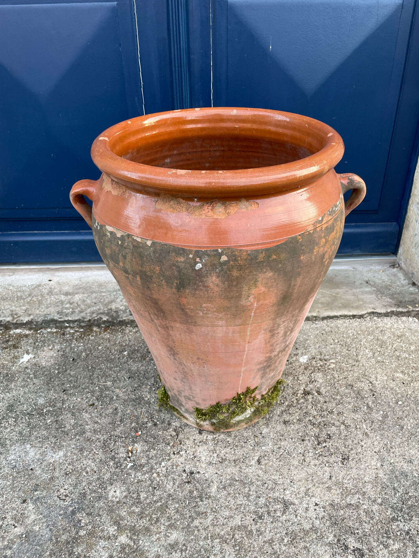 Large ancient jar in glazed terracotta – H. 56 cm