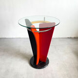 Postmodern Multicolored Italian Memphis Design Pedestal Gueridon Side Table