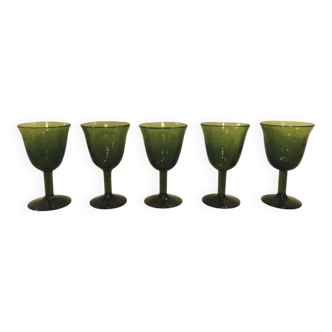 Set of 5 antique blown glass bubble glasses.