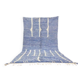 Handwoven Berber rug in blue and white, size 150x250 cm.