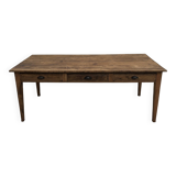 Antique farm table, fully restored, with 3 drawers