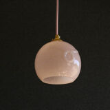 Vintage French pendant lamp in pink glass, comes with new pink cable