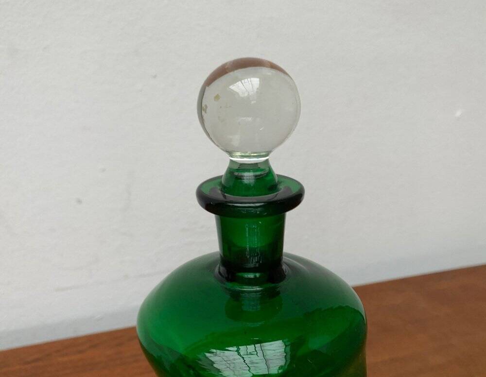 Vintage Kluk Kluk Bottle in Danish Green Glass from Holmegaard, 1970s