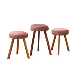 Set of three pink footstools, Danish design, 1960s, production: Denmark