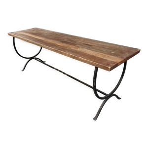 banc fer forgé chêne