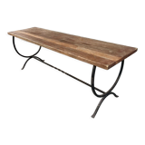 Rustic oak wrought iron bench