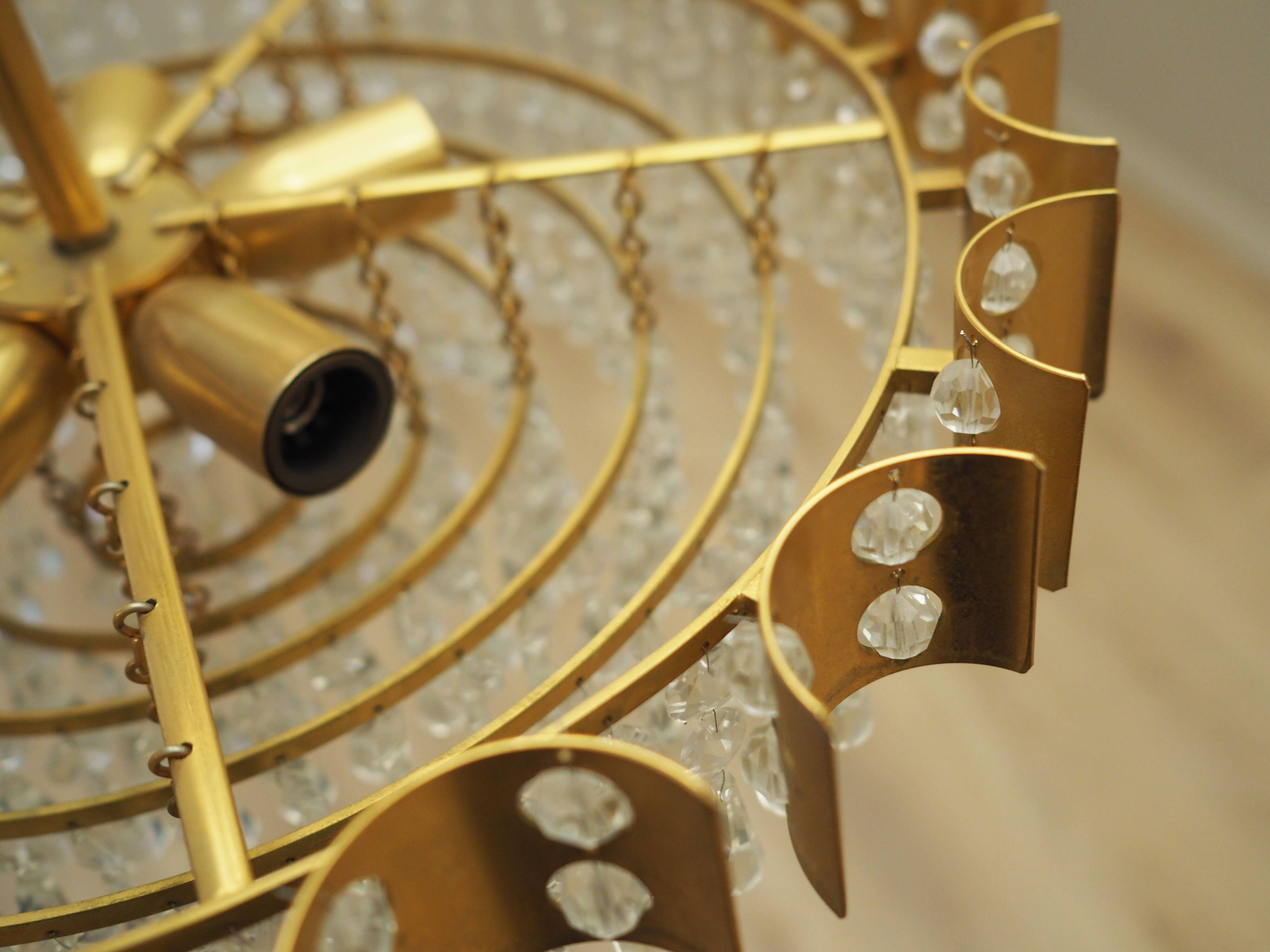 Brass chandelier, Danish design, 1970s, produced in Denmark