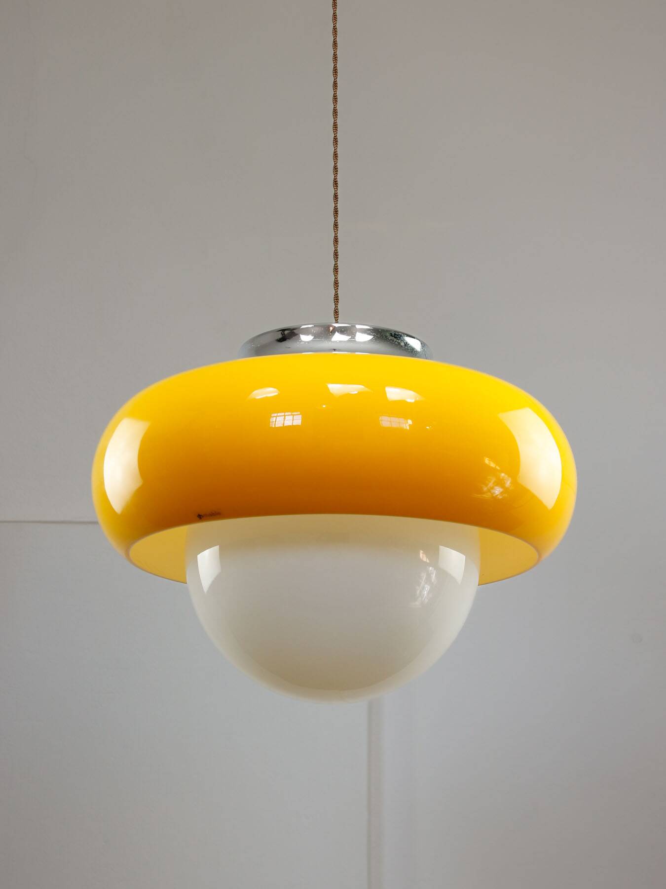 Large Space Age Model Best Pendant from Guzzini in Yellow, 1970s