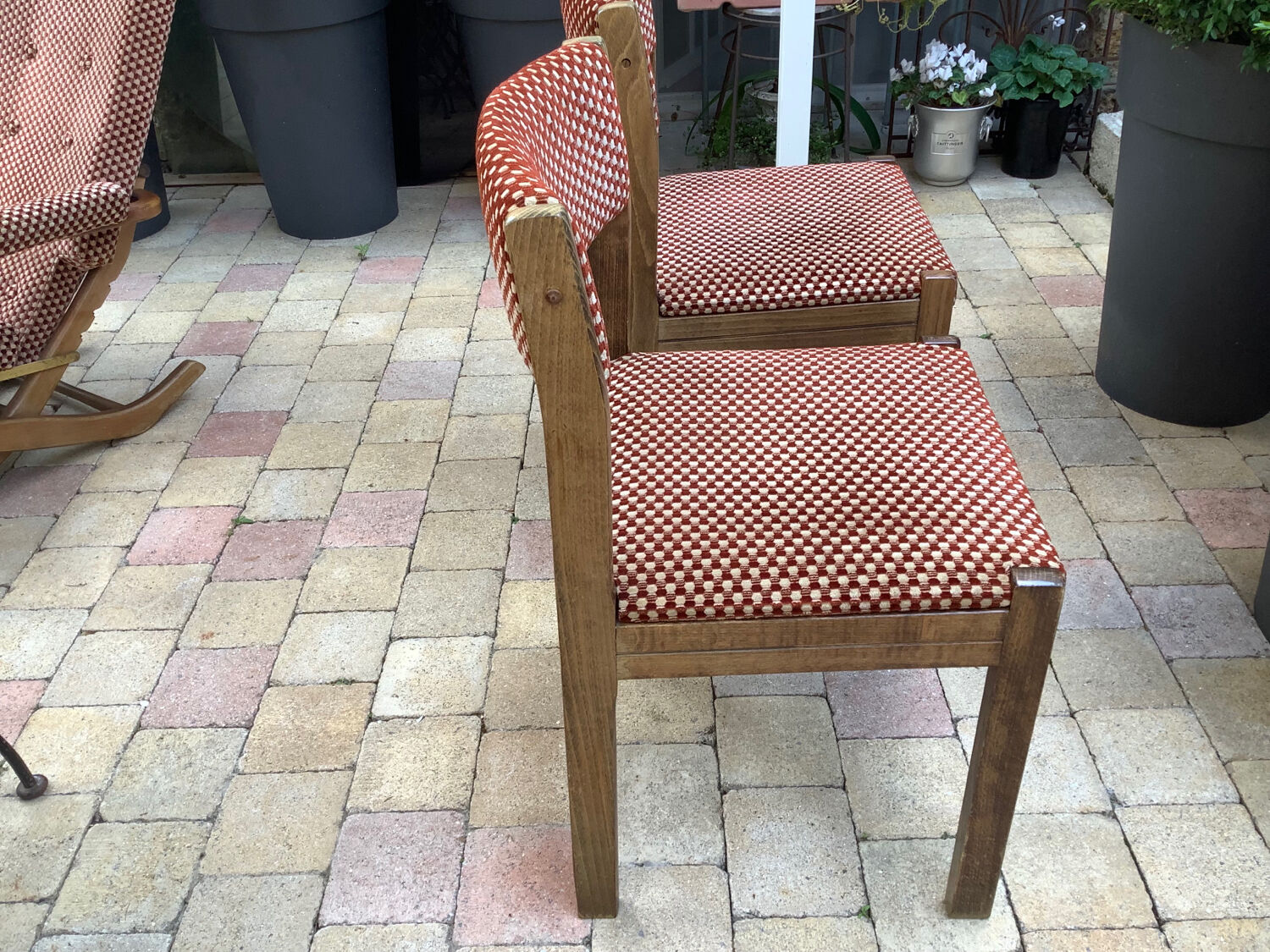 Fauteuil et 2 chaises Baumann en velours vintage
