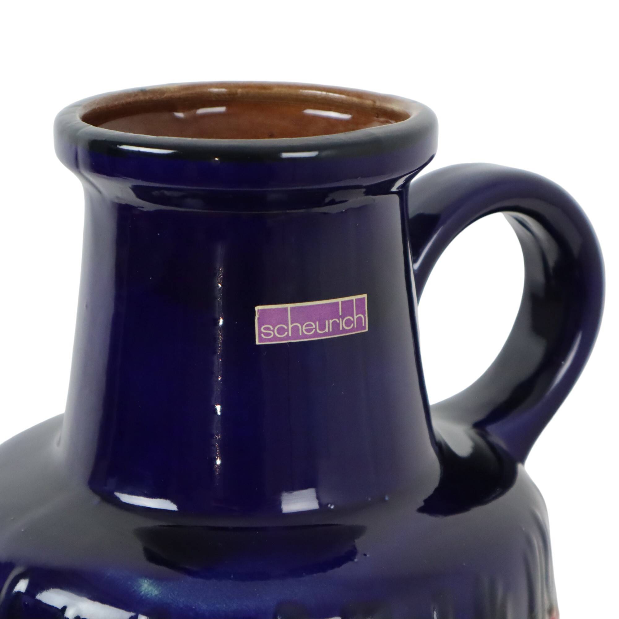 Vintage West Germany Pottery Scheurich Blue Orange Fat Lava 408-40