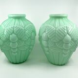 2 vases Art Déco en opaline verte • Circa 1920/30