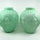 2 Art Deco vases in green opaline • Circa 1920/30