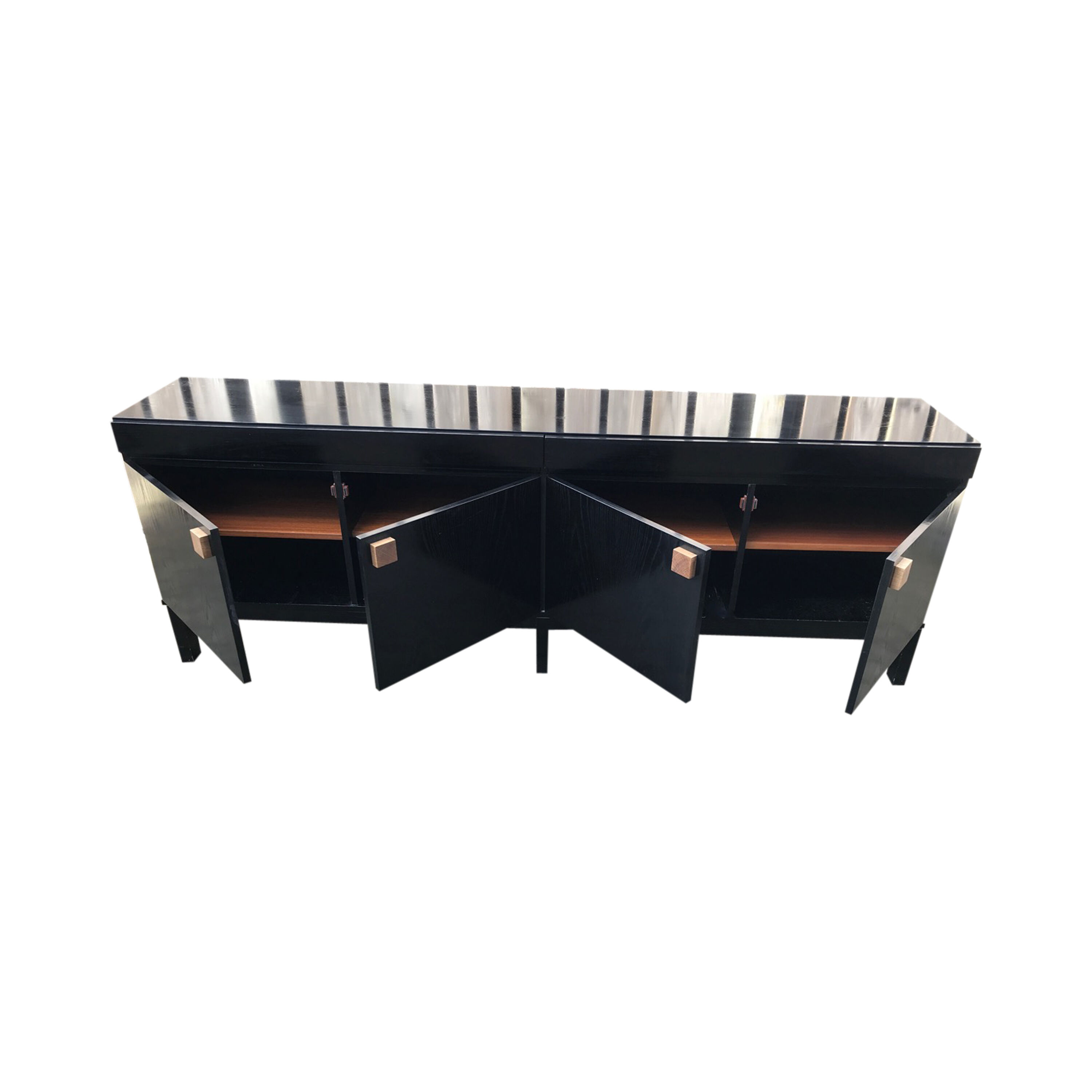 Brutalist black oak sideboard Belgium 1970s
