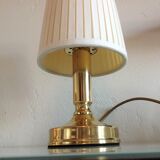 Pair of bedside lamps in golden metal and lampshade creme / vintage years 60-70