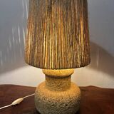 Recomposed stone lamp with rope shade
