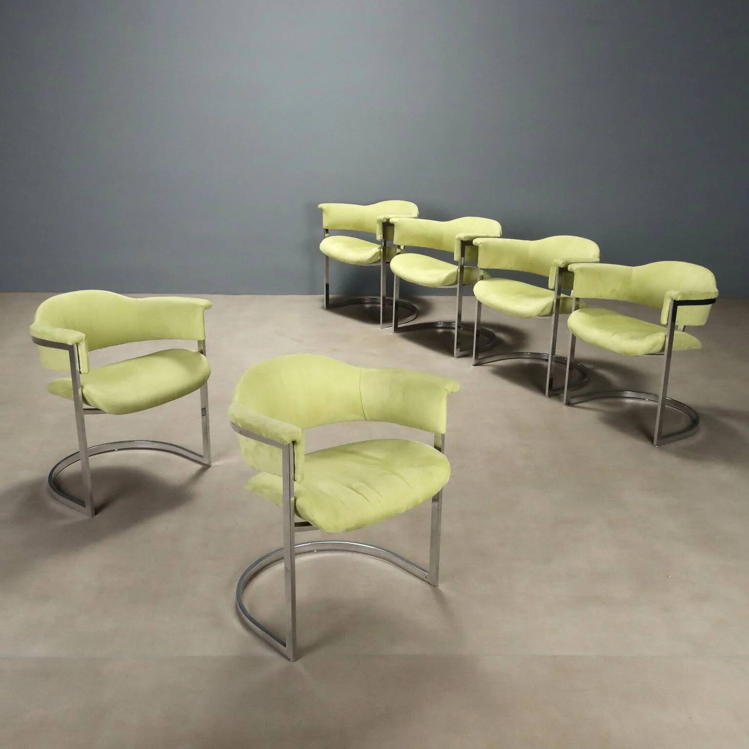 Chaises vintage Saporiti design Vittorio Introini en tissu années 1970