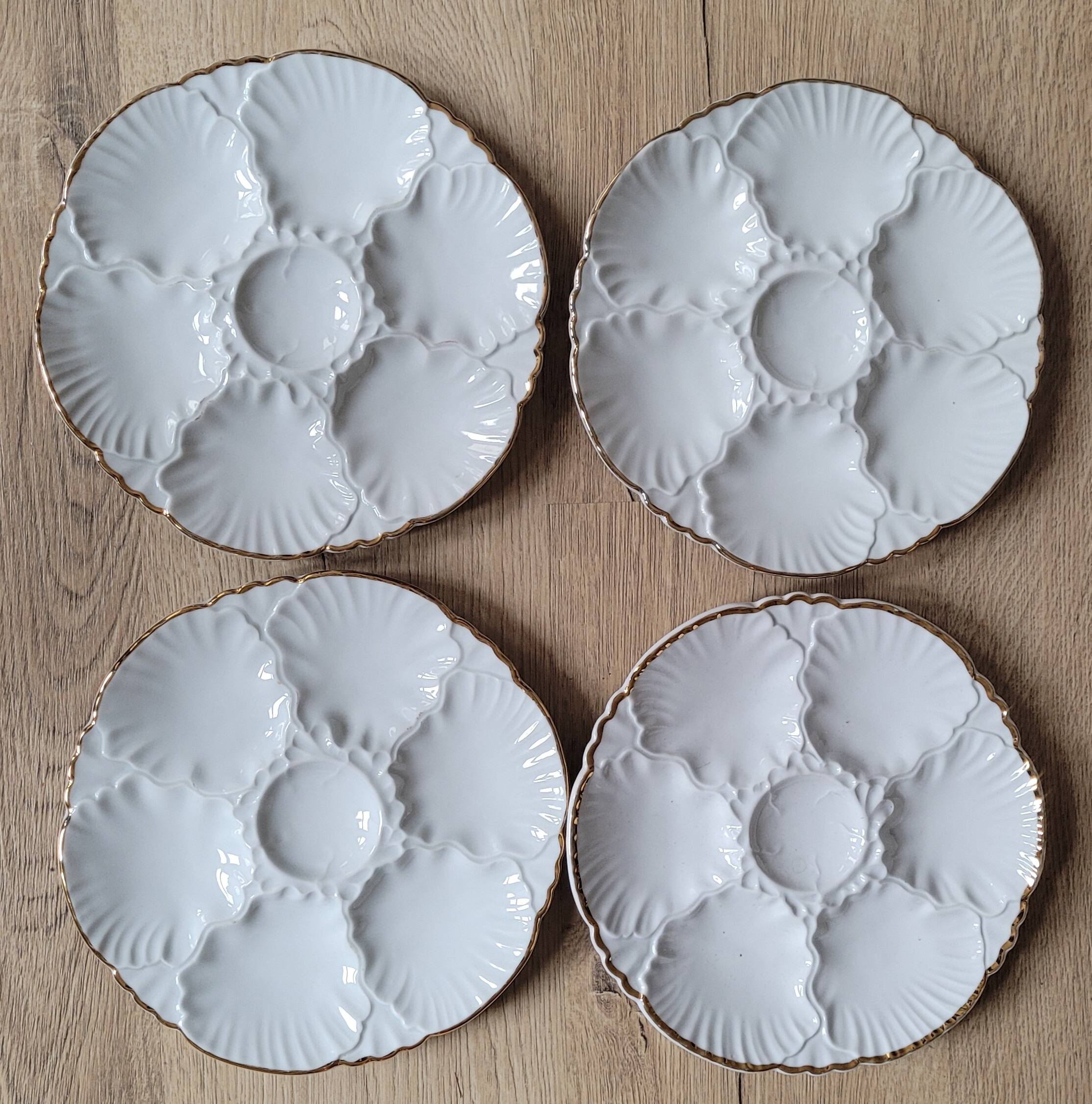 La Redoute x Selency set of 4 golden white oyster plates