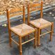 2 chaises paillées en bois massif blond