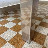 Rectangular coffee table in chrome steel and smoked glass from the 70s