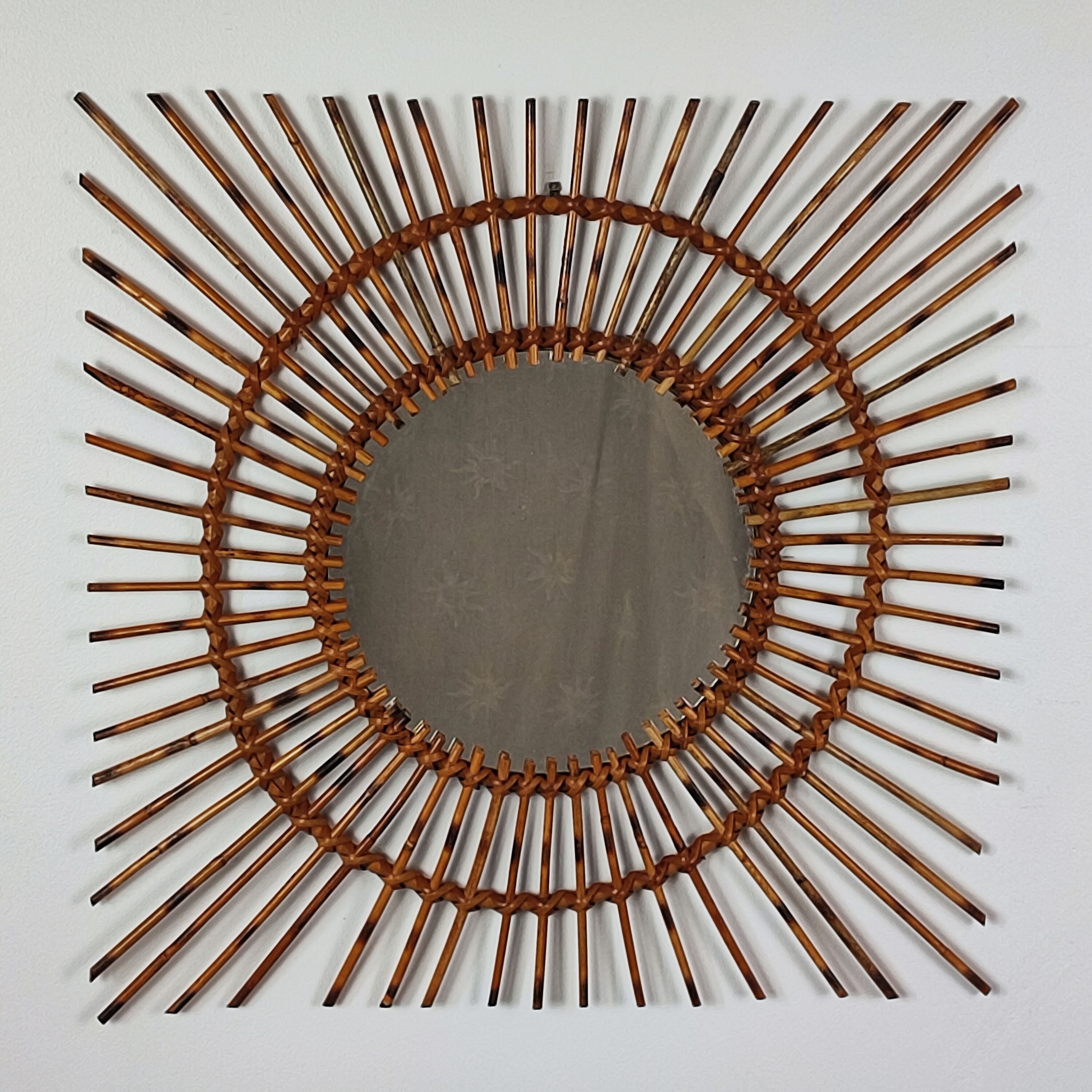 Rattan mirror 60