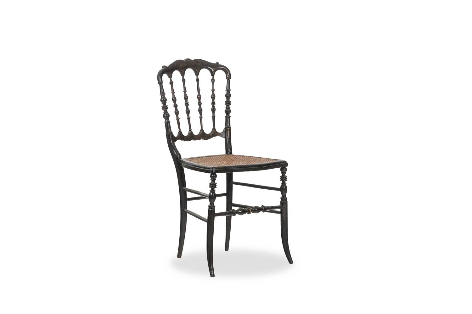 Cane chair in turned and blackened wood. Napoleon III.