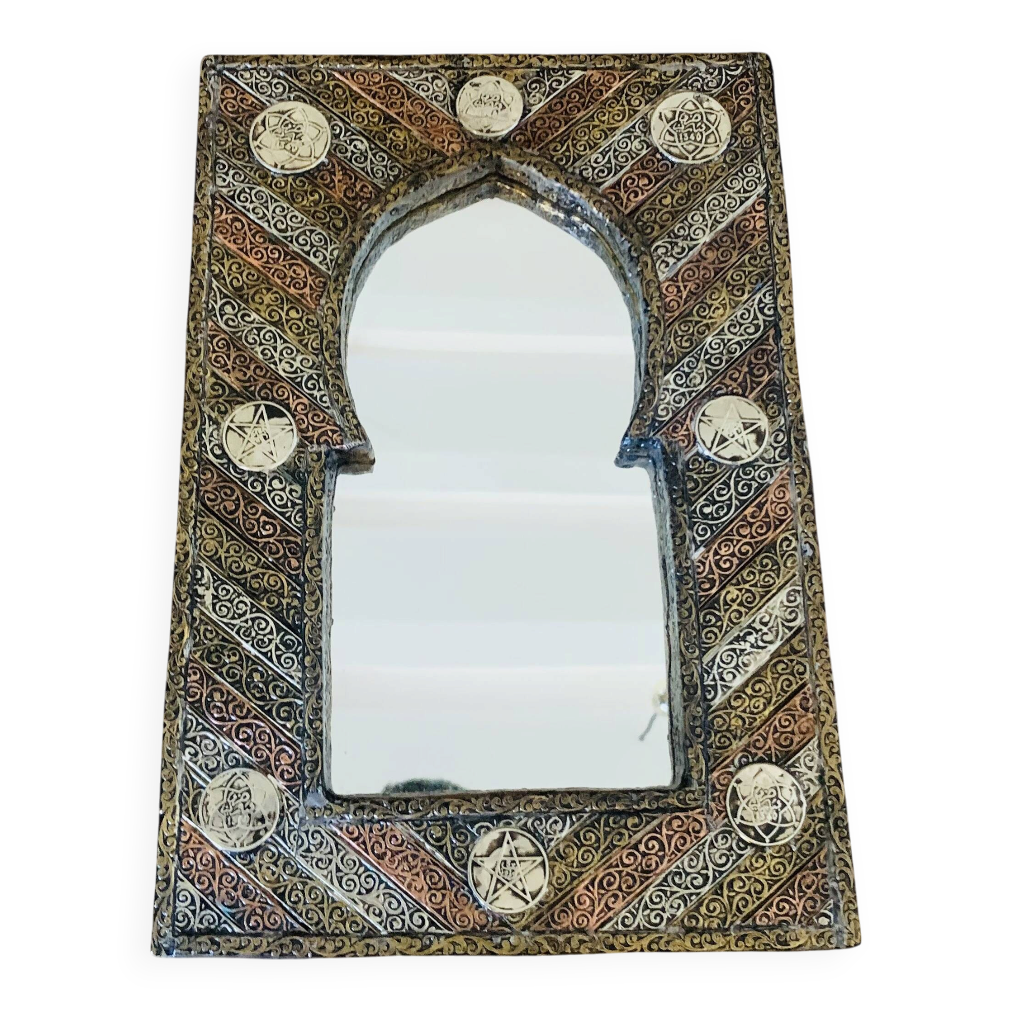 Miroir marocain vintage à décor mauresque