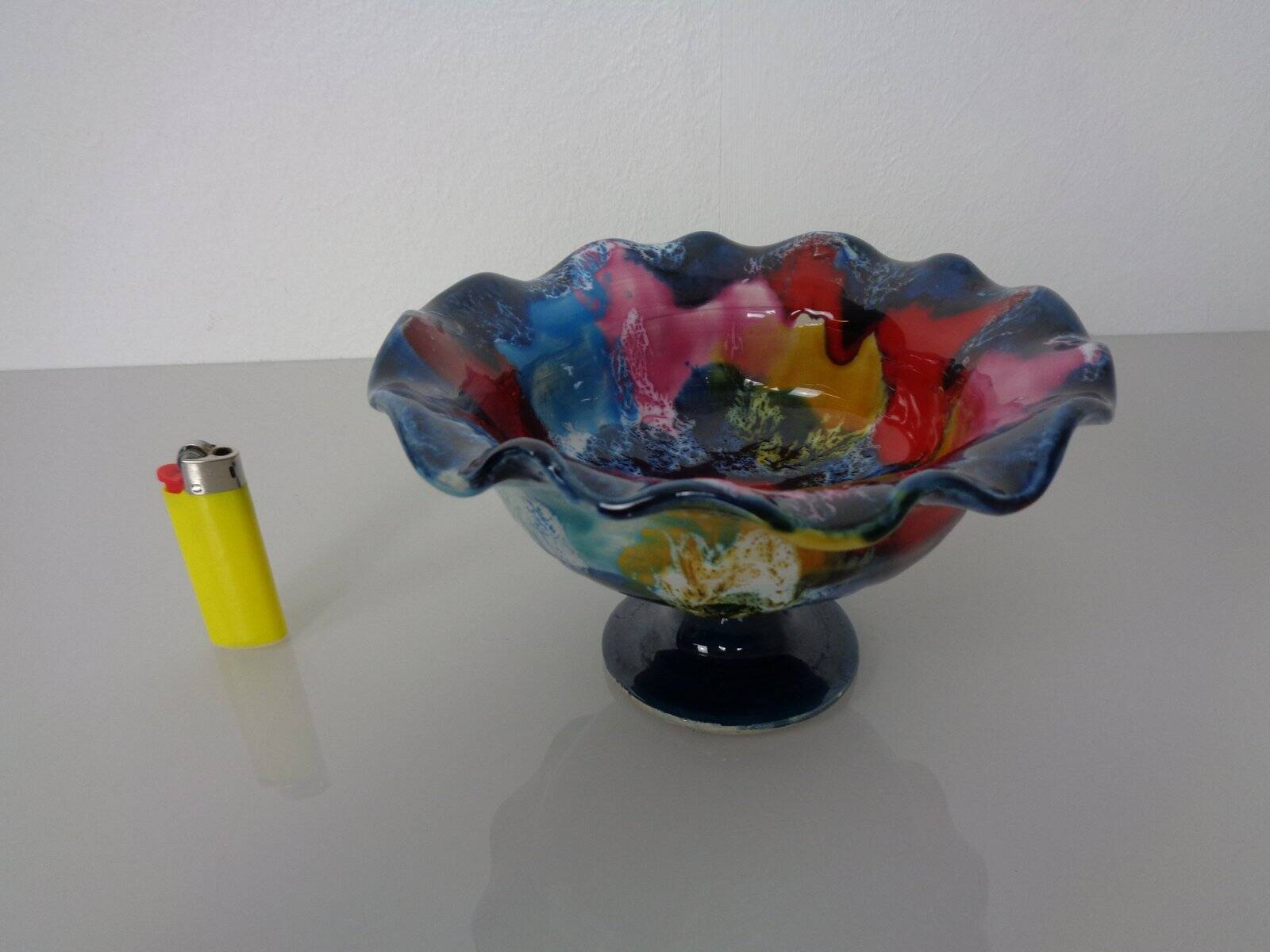 French multicoloured studio ceramic bowl from Vallauris, 1970s