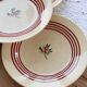 4 vintage Gien ironstone deep plates – Red floral pattern