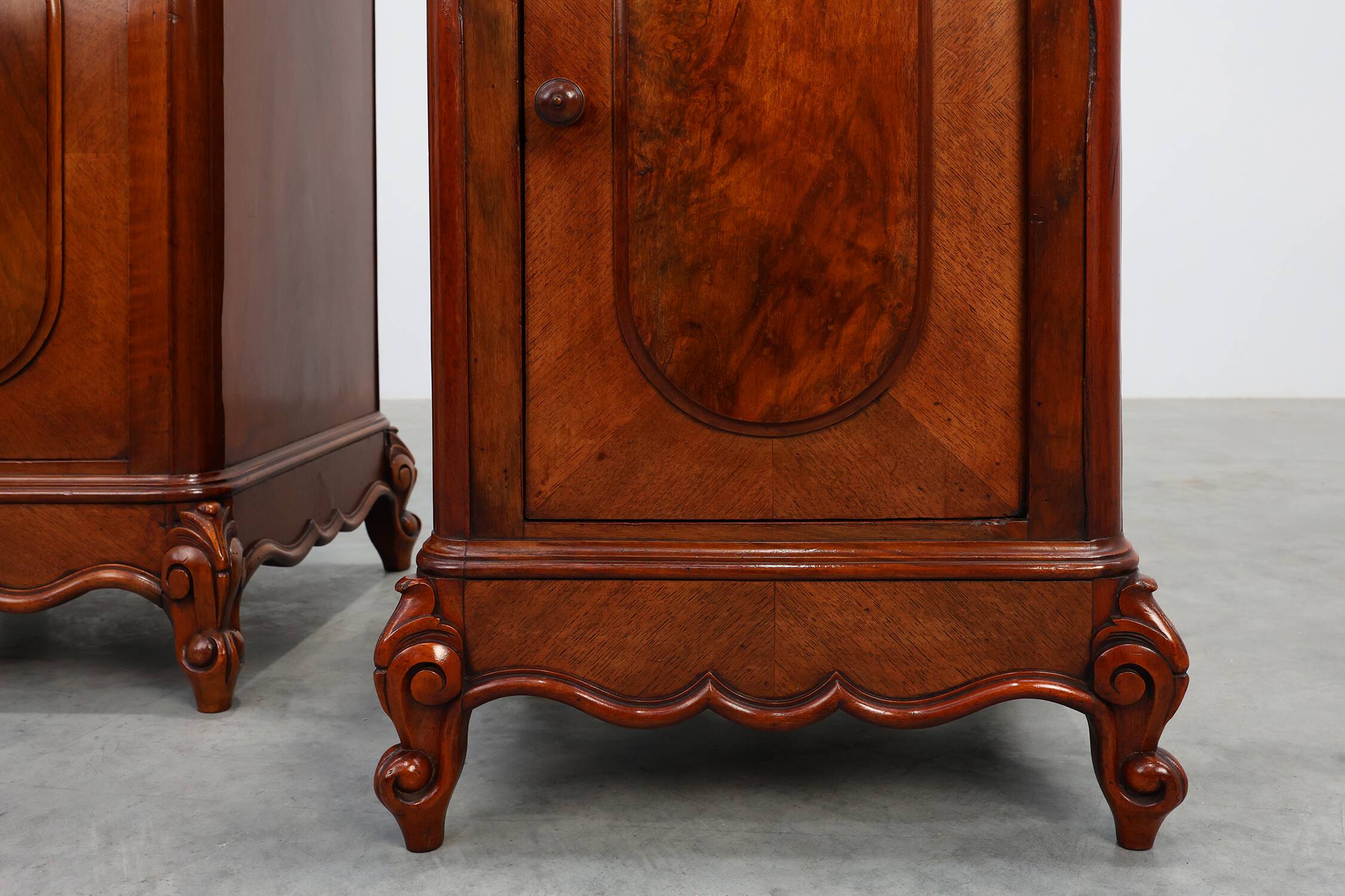 Pair Louis XV nightstands with Carrara marble top, France ca. 1890