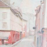 R. Joly "Rue Norvins in Montmartre with a view of the Sacré-Cœur" oil on canvas