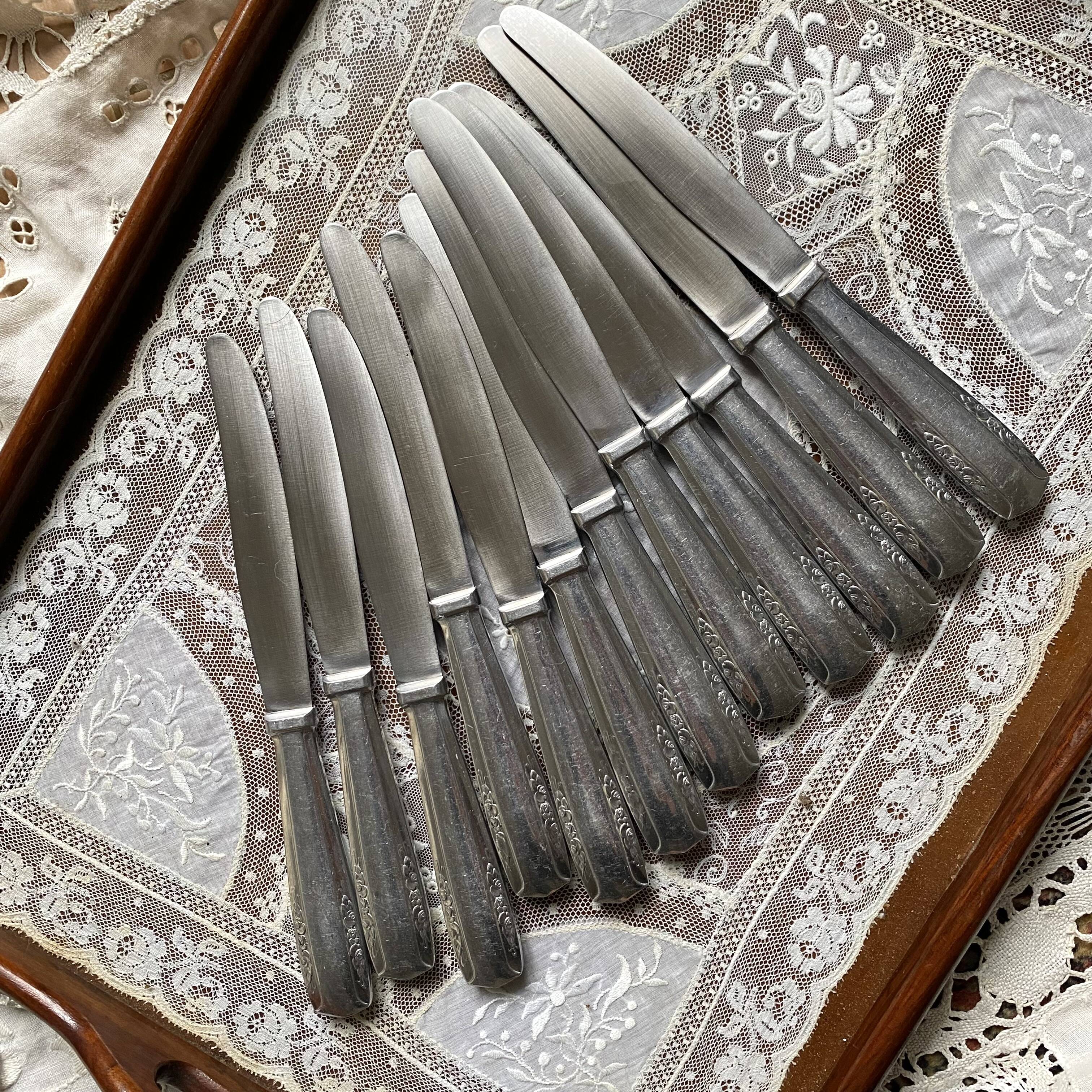 Silver-plated knives with stainless steel blades, Vego brand, 1950s