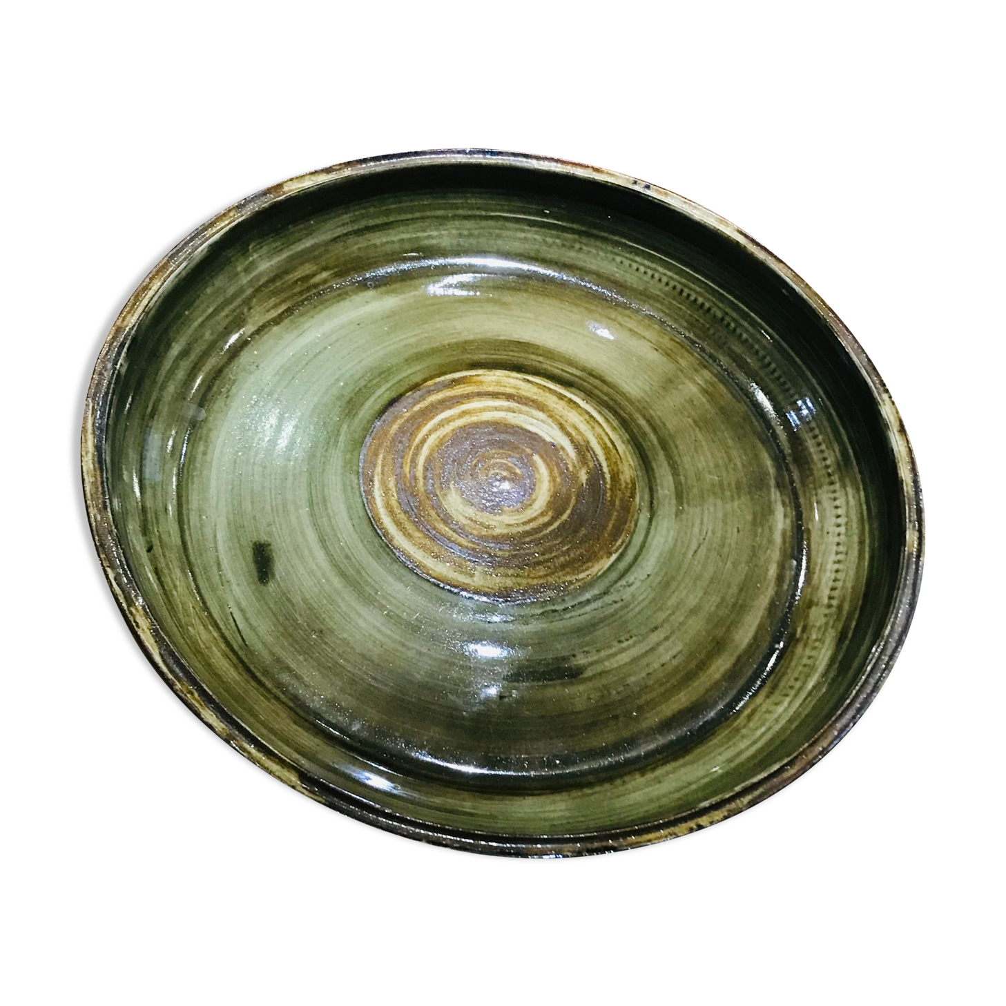 Round glazed sandstone dish