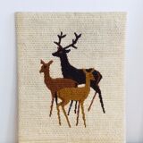 Vintage wool weaving deer family