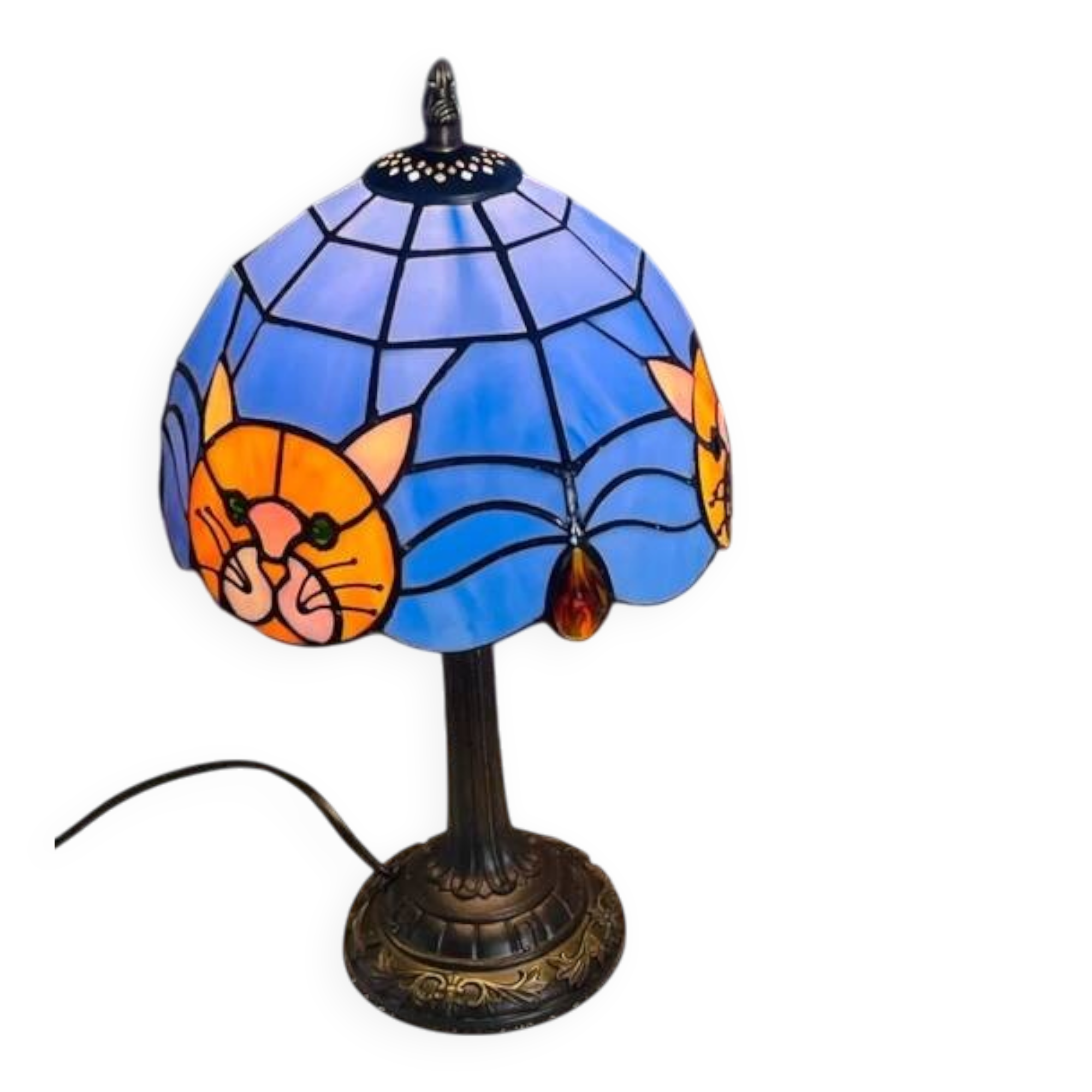 Vintage style Tiffany lamp | lampshade with cat motif