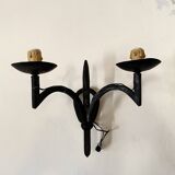 Wrought iron wall light with 2 lights