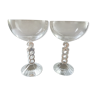Duo of large glass champagne glasses